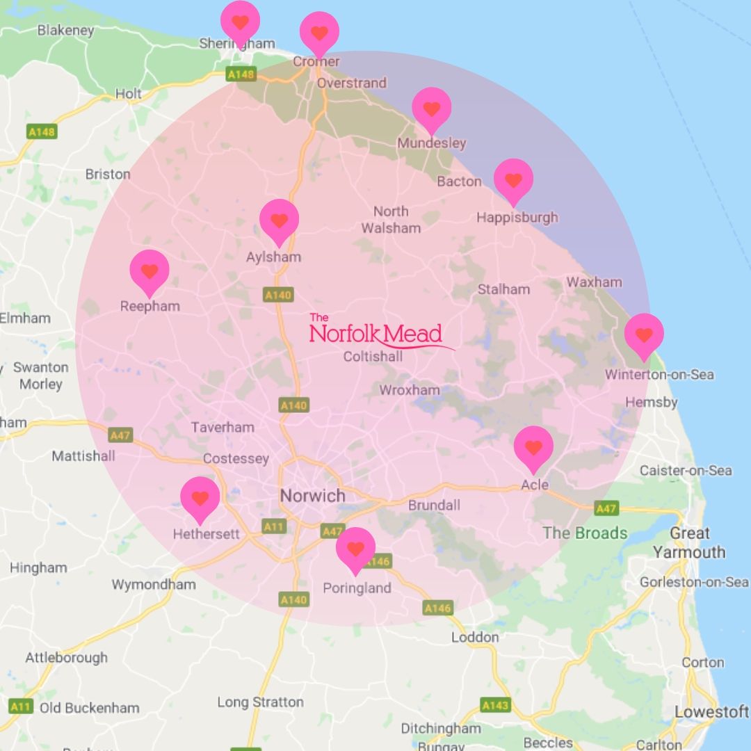 Norfolk Mead Delivery Area map