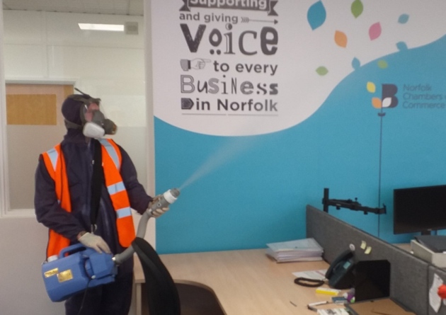 Sam Brothwell of Evander, who carried out the disinfectant cleaning at Norfolk Chambers of Commerce