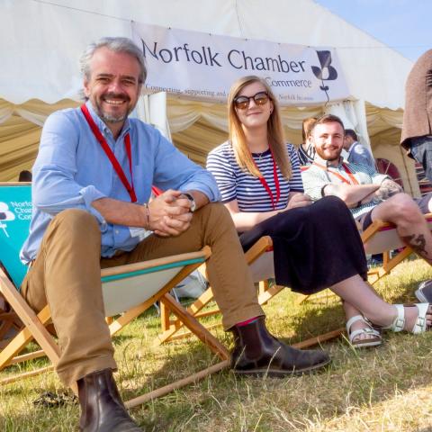 Chris Sargisson, Chief Executive Officer Norfolk Chamber of Commerce with Chamber Staff Sam Brown and Jack Edwards