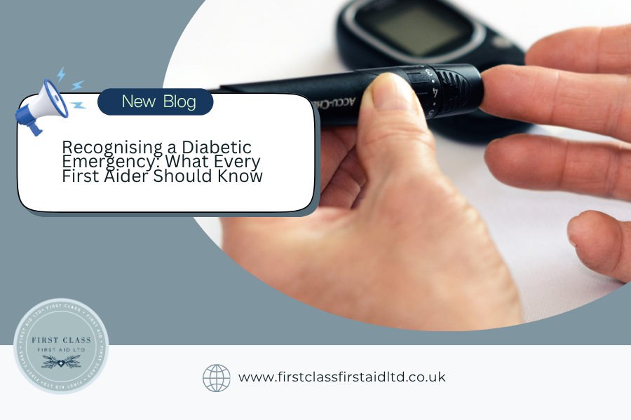 Close up of a pair of hands carrying out a blood sugar self-test 