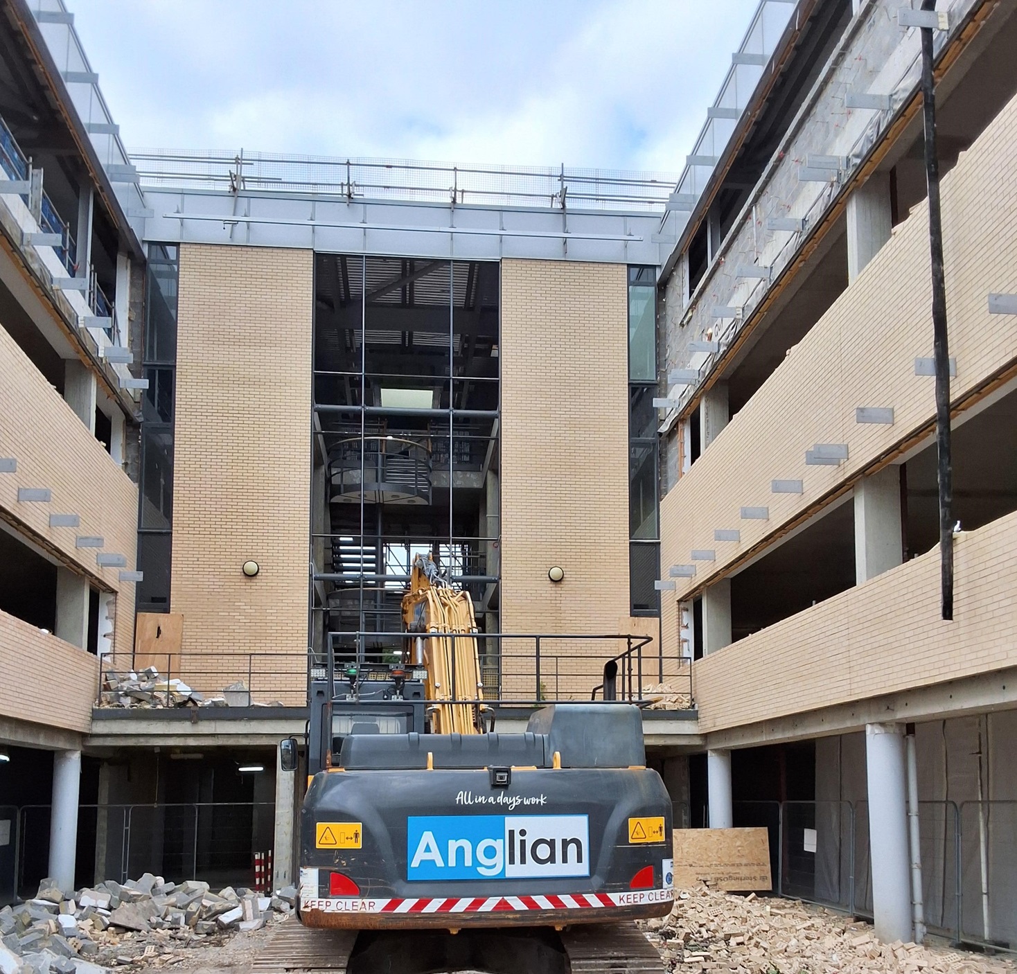 Anglian has carried out works including partial demolition, internal demolition, alterations and soft strip within the three office buildings.