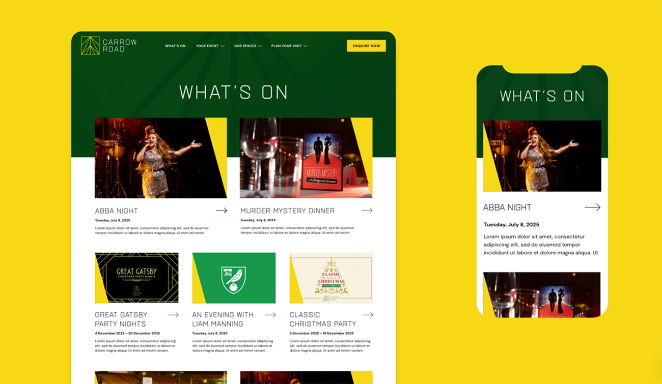 Carrow Road Website Design