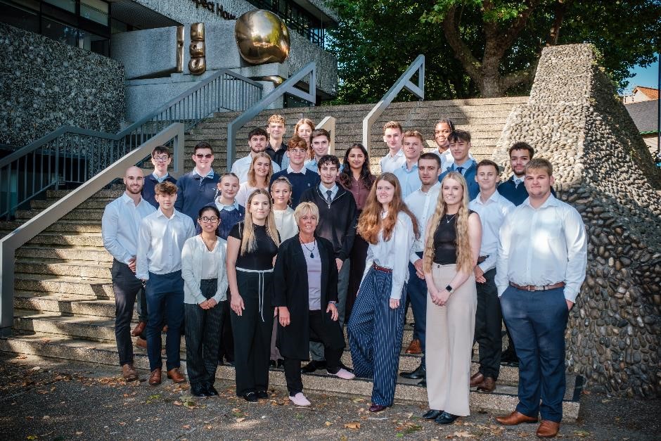 Julie Gimmer, Managing Partner at Larking Gowen (centre), pictured with 2025 student cohort  Photo credit Larking Gowen