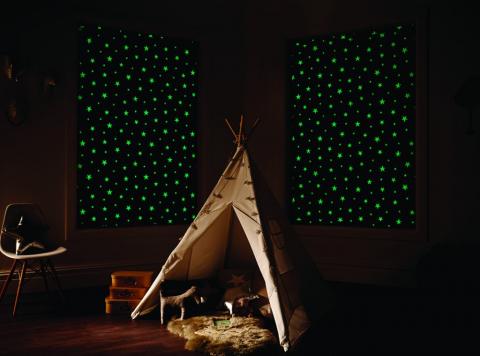 Night Night Glow fabric from Louvolite – glows in the dark for 30 minutes