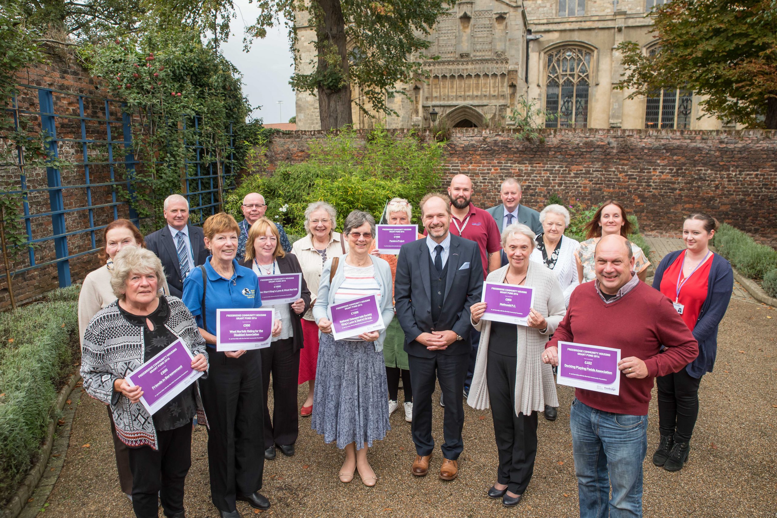 2016 Freebridge Community Fund grant recipients with Tony Hall and member sof judging panel.