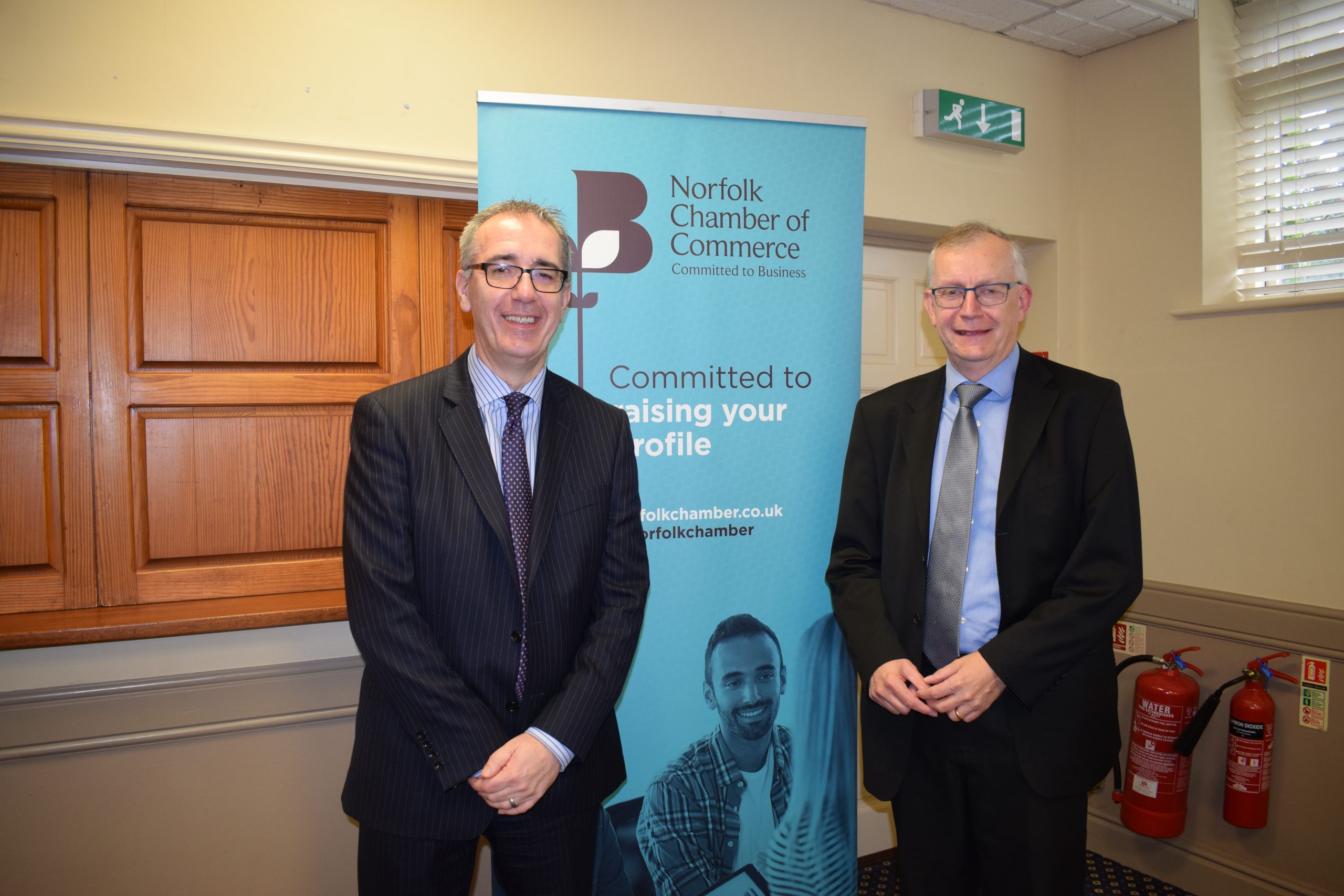 Phil Eckersley With Norfolk Chamber President, Jonathan Cage