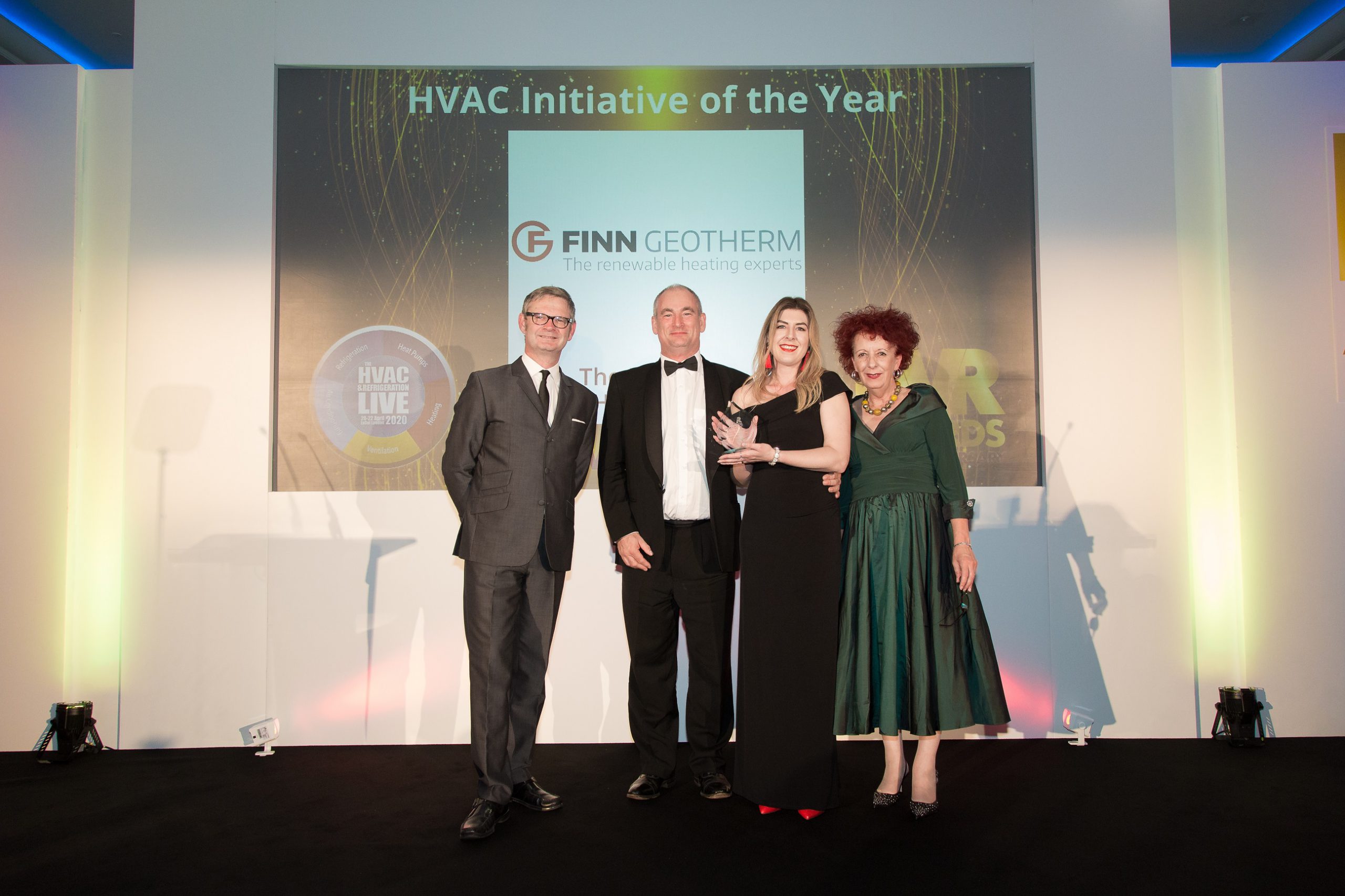 Finn Geotherm receiving the HVAC Initiative of the Year Award 2019