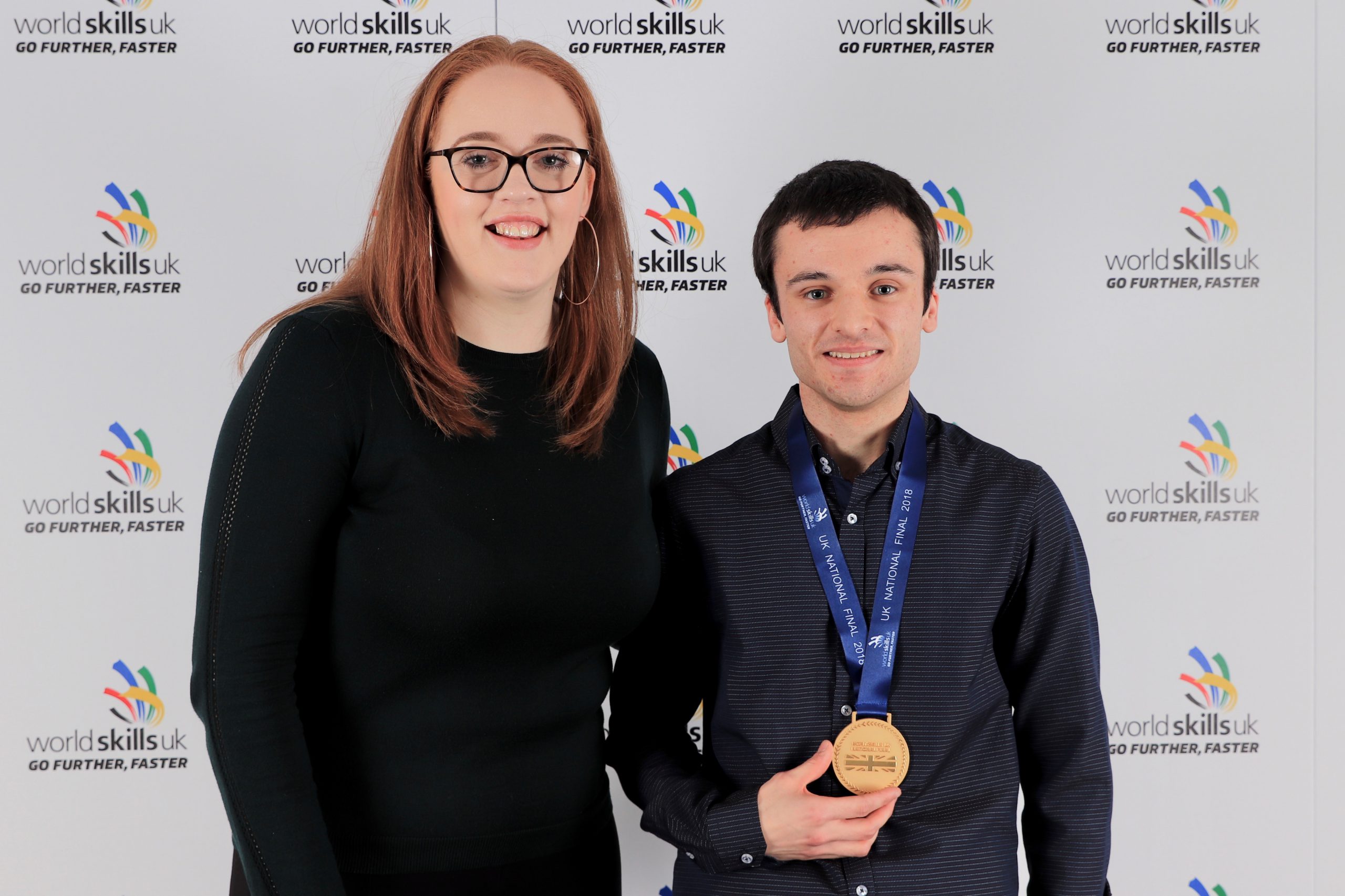 Jacob Wiggett with a representative of category sponsor Semta Skills.