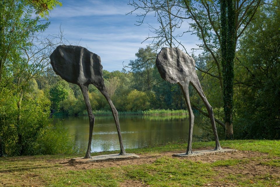 Two Elisabeth Frink sculptures in the Sainsbury Centre sculpture park