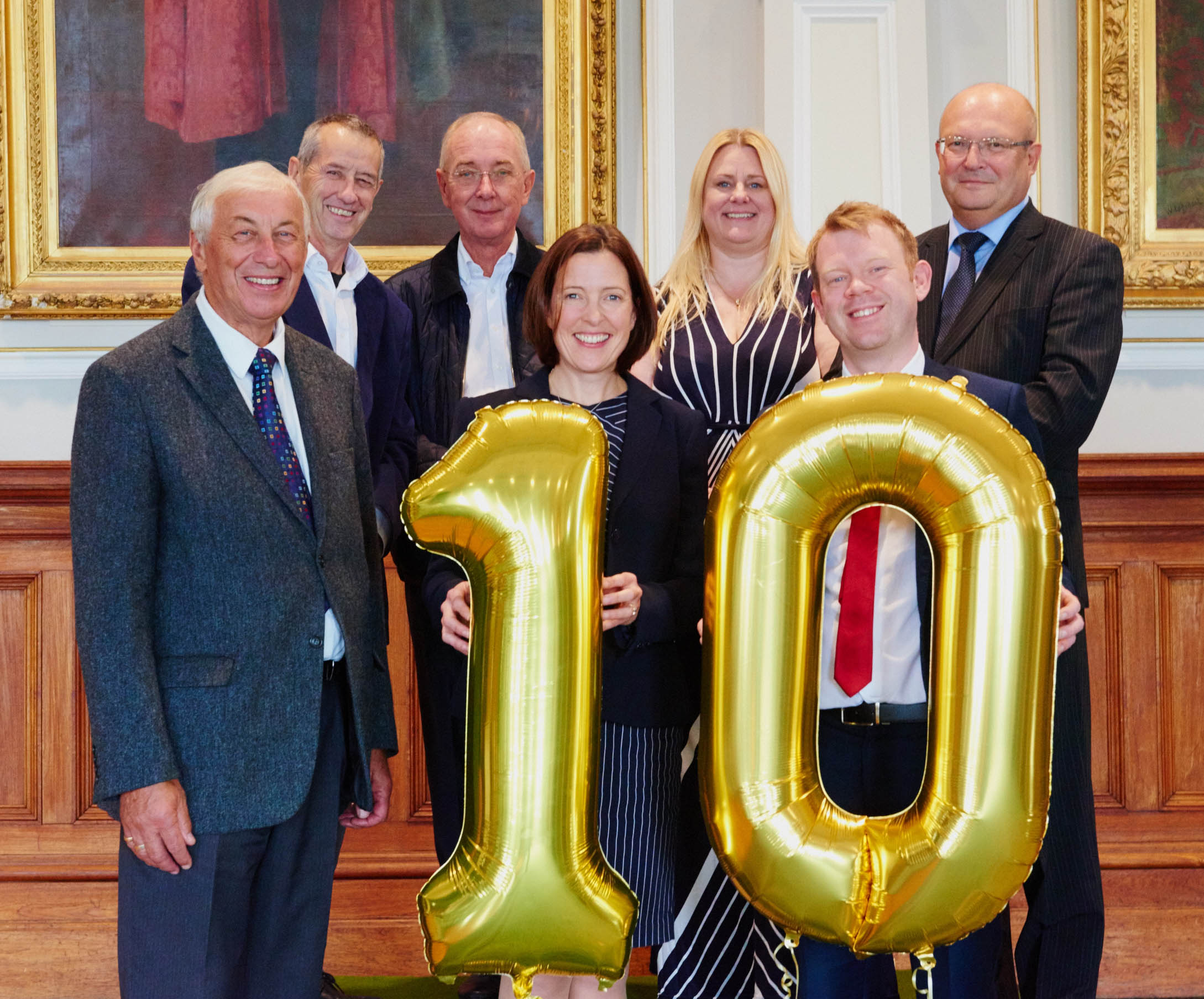 Front - Cllr Barry Coleman, chairman of the economic development committee, Nicola Holden of Norse (sponsor of the Business of the Decade Award), Henry Pettitt of Stephenson Smart (sponsor of the 2017 Business of the Year); behind – political group leaders Cllr Adrian Myers, Cllr Trevor Wainwright, Cllr Kay Grey and Cllr Graham Plant.