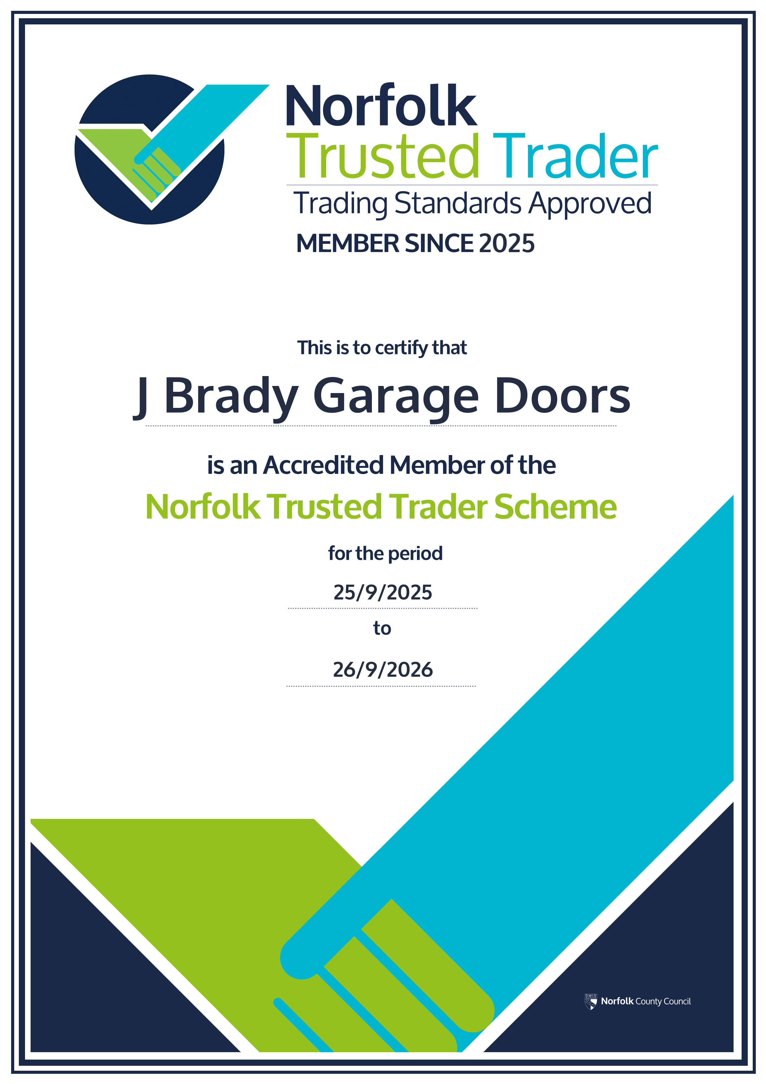 J Brady Garage Doors Ltd | Norfolk Trusted Trader