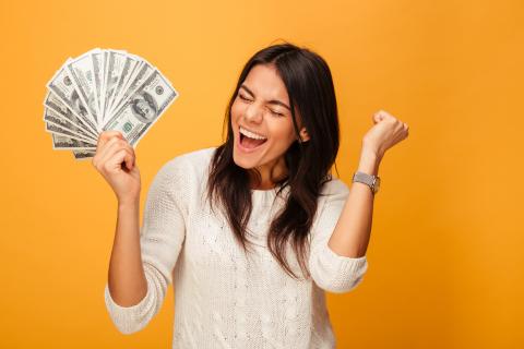 Woman Holding Cash