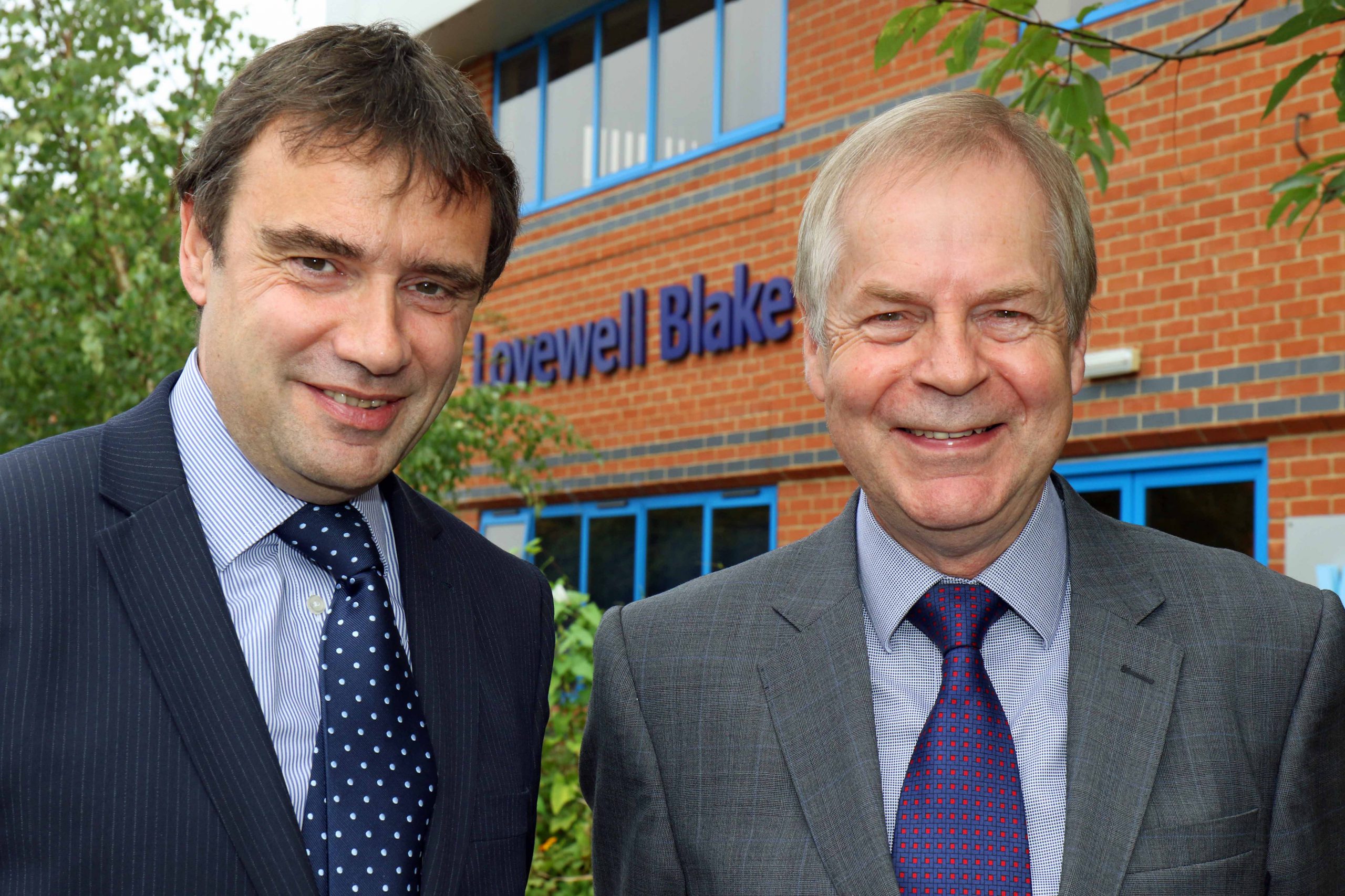 Colin Fish (left) welcomes Colin Wash at Lovewell Blake