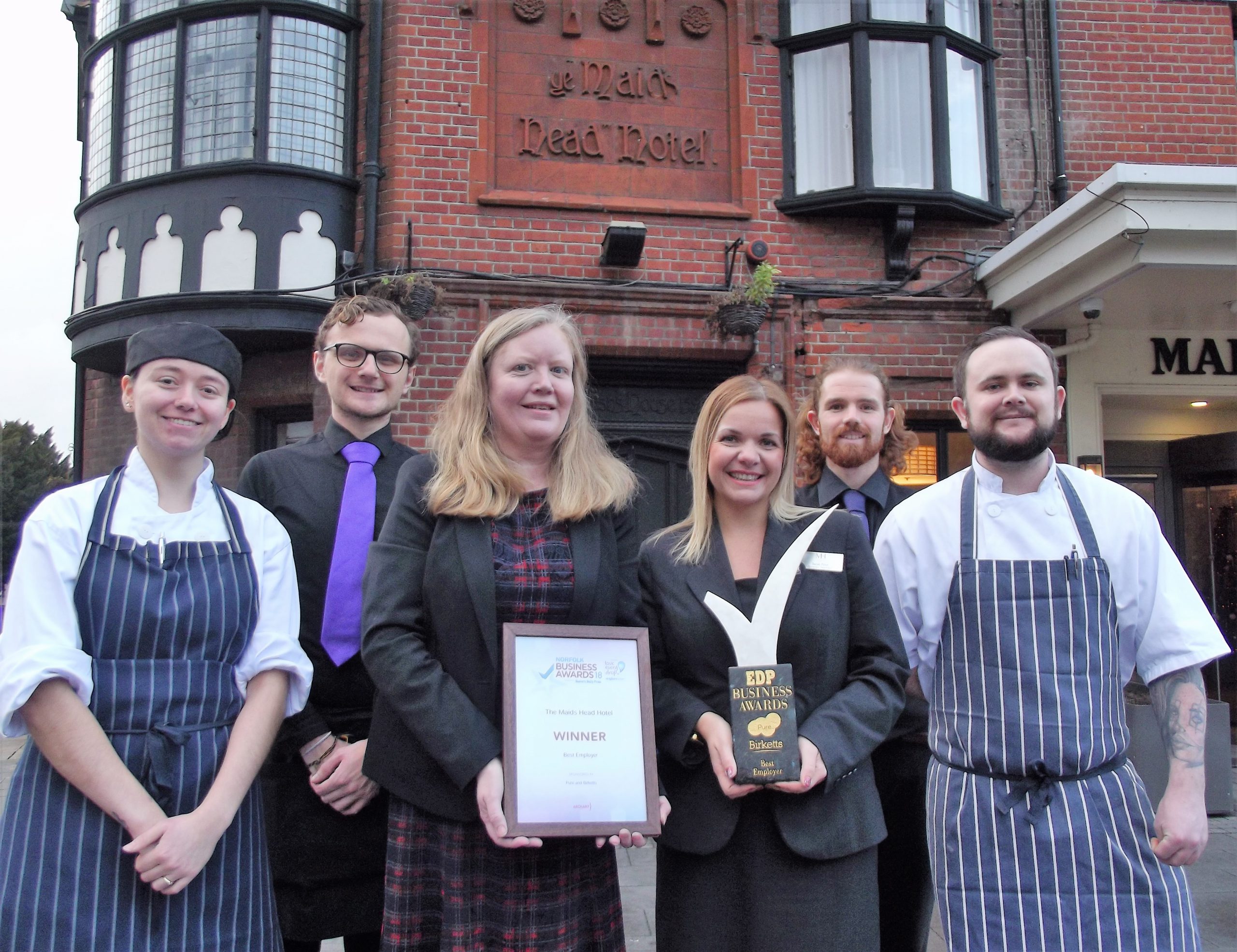 Maids Head staff with the Norfolk Business Award